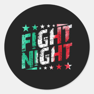 Pegatina Redonda Pelea por el Boxeo Nocturno Mma Fan Tema