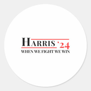 Pegatina Redonda Peleamos Ganamos Kamala 24 Harris 2024 Patriotic M