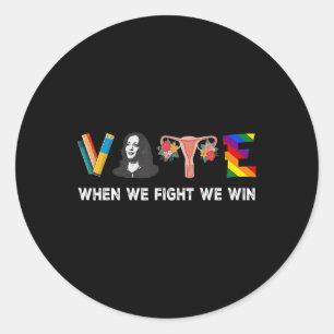 Pegatina Redonda Peleamos Ganamos Voto Por El Presidente Kamala Har