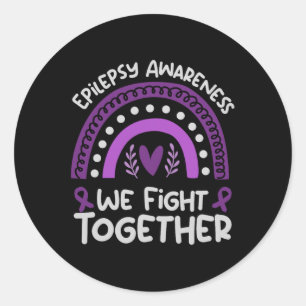 Pegatina Redonda Peleamos Juntos _ Conciencia sobre la epilepsia _