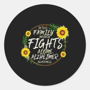 Pegatina Redonda Peleas solas. Apoyo familiar. Alzheimerheimer Awar