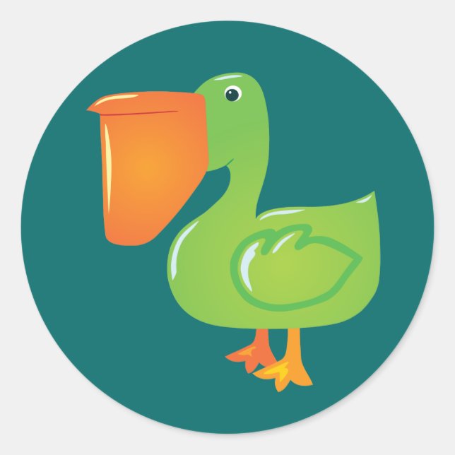 Pegatina Redonda Pelícano (Anverso)