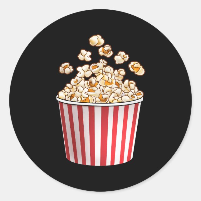 Pegatina Redonda Película De Cine De Popcorn (Anverso)