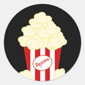Pegatina Redonda Película de palomitas de maíz caliente