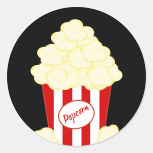 Pegatina Redonda Película de palomitas de maíz caliente
