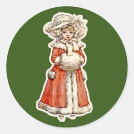 Pegatina Redonda Película de papel infantil victoriana invierno lin