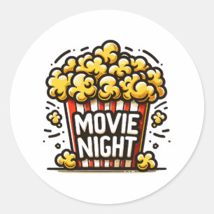 Pegatina Redonda Película nocturna Delight Playplaycorn