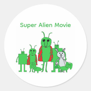 Pegatina Redonda Película Super Alien Stickers de Personajes Comple