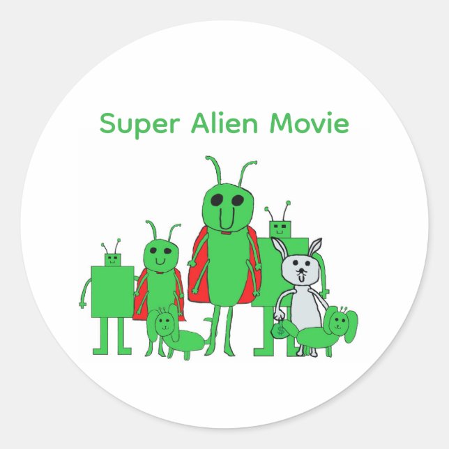 Pegatina Redonda Película Super Alien Stickers de Personajes Comple (Anverso)