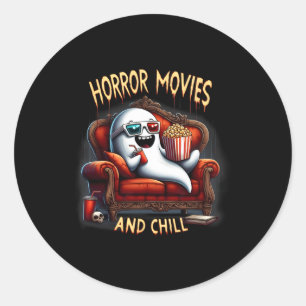 Pegatina Redonda Películas De Horror Y Chill Spooky Halloween Ghost