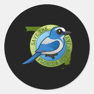 Pegatina Redonda Peligro de la conservación de aves en Florida Scru