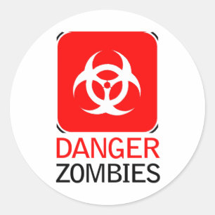 Pegatina Redonda Peligro para los zombis