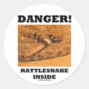 Pegatina Redonda ¡Peligro! Rattlesnake Inside