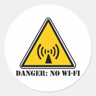 Pegatina Redonda Peligro Sin Rótulo Wi-Fi