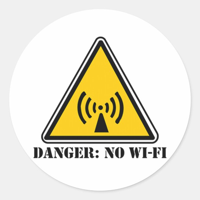 Pegatina Redonda Peligro Sin Rótulo Wi-Fi (Anverso)
