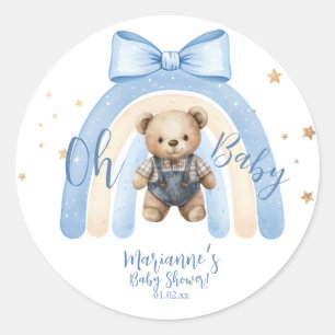 Pegatina Redonda Pelo de oso mono niño casual Baby Shower  