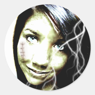 Pegatina Redonda Pelo del perno del aligeramiento del chica del