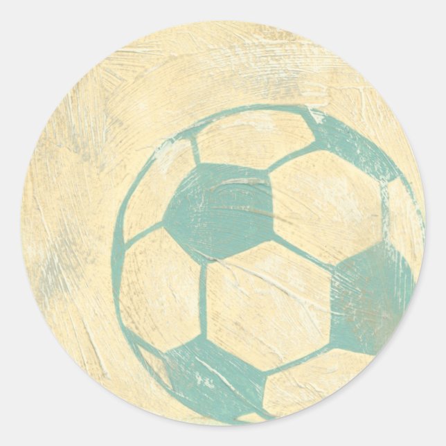 Pegatina Redonda Pelota de fútbol azul Pastel por Chariklia Zarris (Anverso)