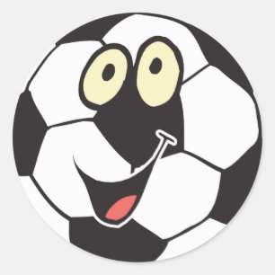 Pegatina Redonda pelota de fútbol de dibujos animados feliz