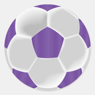 Pegatina Redonda Pelota de fútbol morada y blanca