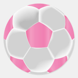Pegatina Redonda Pelota de fútbol rosa y blanco