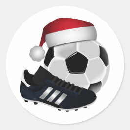 Pegatina Redonda Pelota de fútbol y zapato para navidades