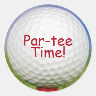 Pegatina Redonda Pelota De Golf En Red Tee Par Tee