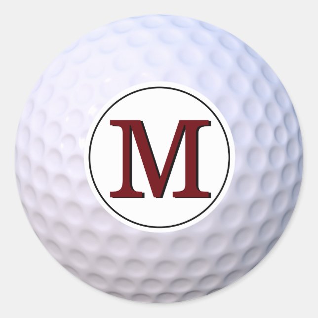 Pegatina Redonda Pelota de Golf Monograma Personalizable (Anverso)