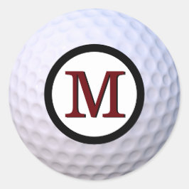 Pegatina Redonda Pelota de Golf Monograma Personalizado en Negrita