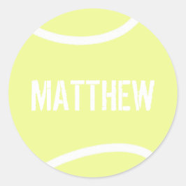 Pegatina Redonda Pelota de tenis amarilla brillante personalizada