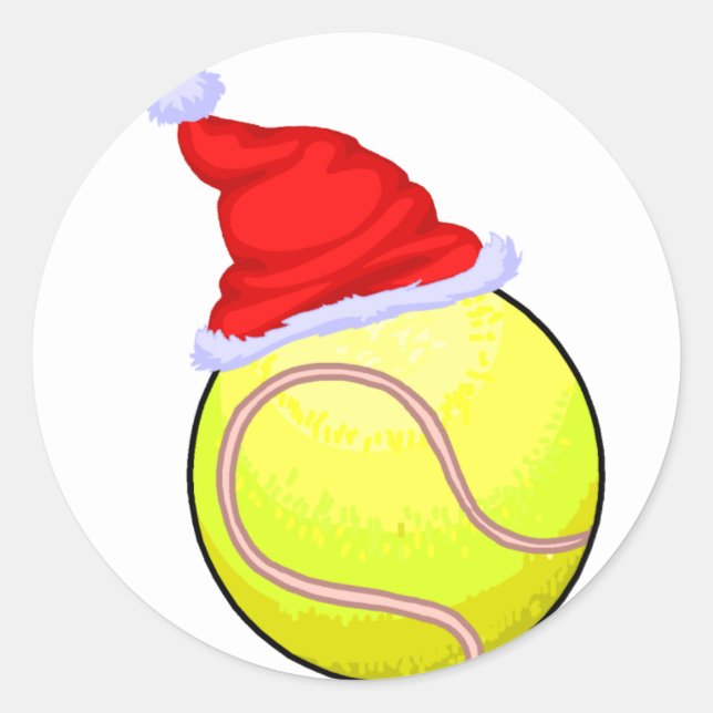 Pegatina Redonda Pelota de tenis (Santa Hat) (Anverso)