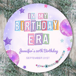 Pegatina Redonda Pelota Purple Disco En Mi Era De Cumpleaños