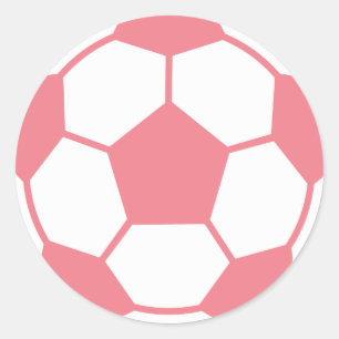 Pegatina Redonda Pelota rosa de fútbol