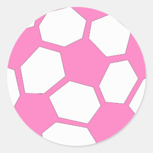 Pegatina Redonda Pelota rosa de fútbol