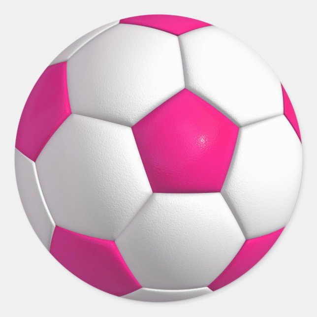 Pegatina Redonda Pelota rosa de fútbol (Anverso)