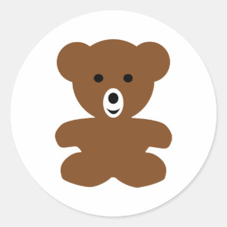 Pegatina Redonda peluche de oso marrón - lindo