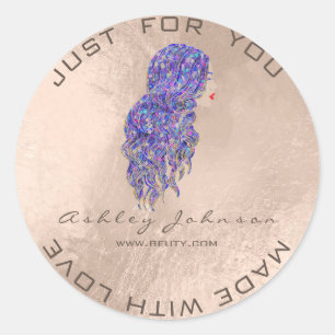 Pegatina Redonda Peluquero del maquillaje del latigazo del