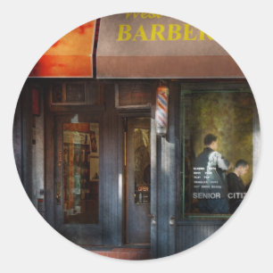 Pegatina Redonda Peluquero - NY - Barber Shop West Village