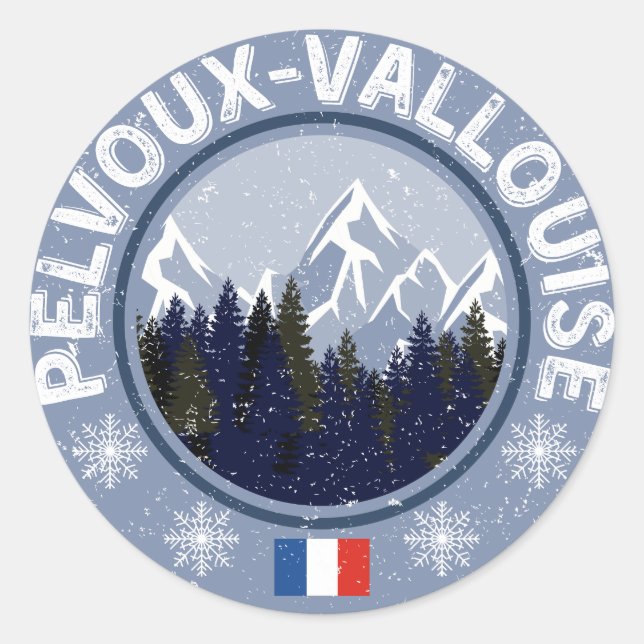 Pegatina Redonda Pelvoux-Vallouise Station de ski (Anverso)