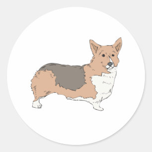 Pegatina Redonda Pembroke Welsh Corgi