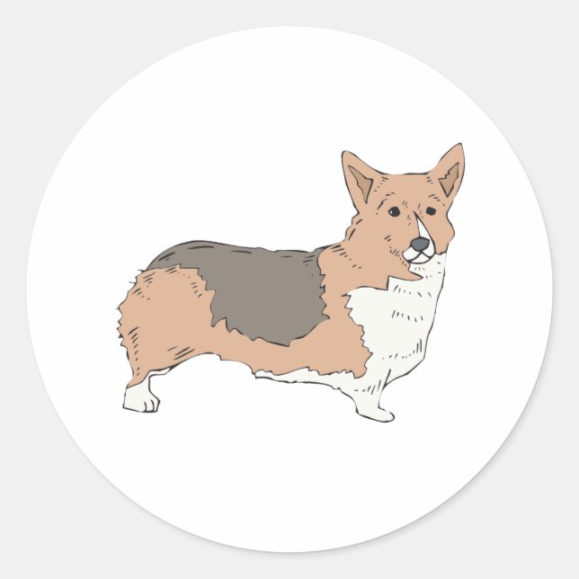 Pegatina Redonda Pembroke Welsh Corgi (Anverso)