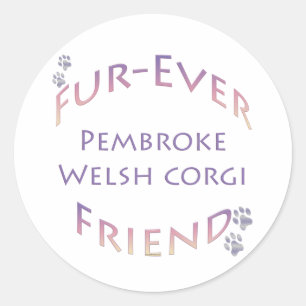Pegatina Redonda Pembroke Welsh Corgi Furever
