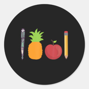 Pegatina Redonda Pen Piña Apple Pen Funny