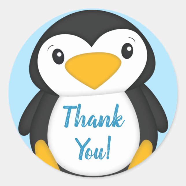 Pegatina Redonda Penguin Baby Shower (Anverso)