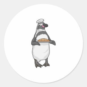 Pegatina Redonda Penguin Baker Bread