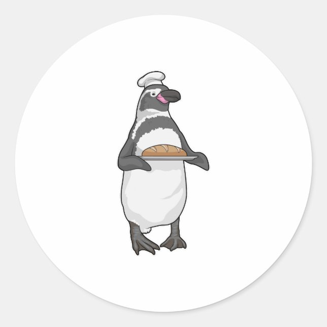 Pegatina Redonda Penguin Baker Bread (Anverso)