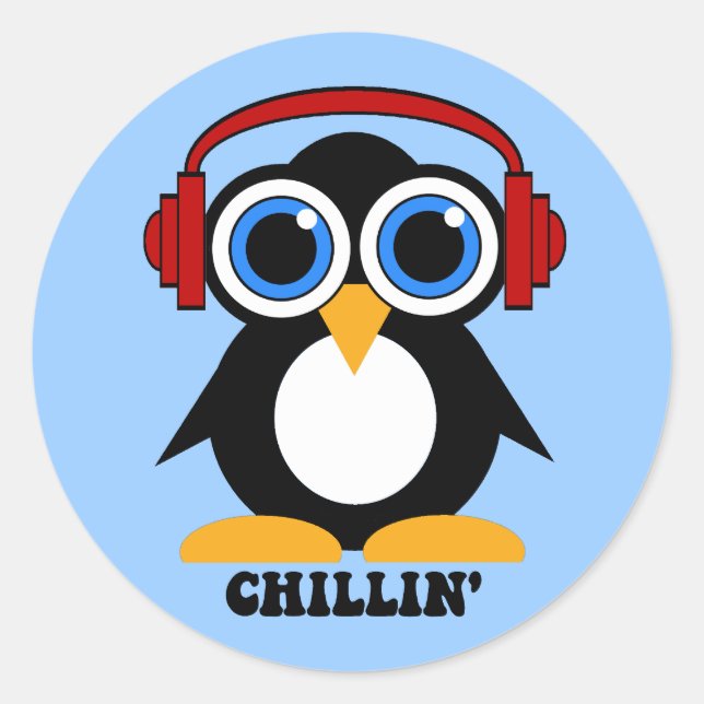 Pegatina Redonda penguin chillin (Anverso)
