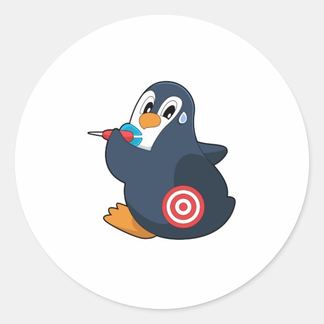 Pegatina Redonda Penguin Darts Dart Dartboard (Anverso)