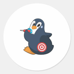 Pegatina Redonda Penguin Darts Dart Dartboard