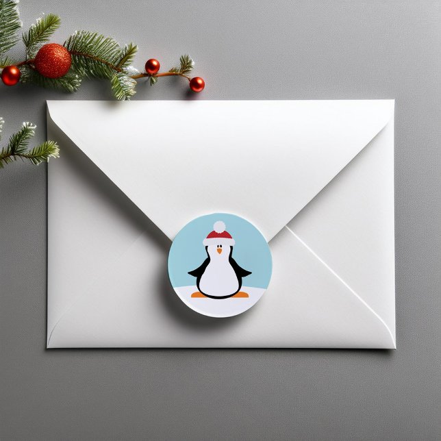 Pegatina Redonda Penguin, Navidades divertidos (Subido por el creador)